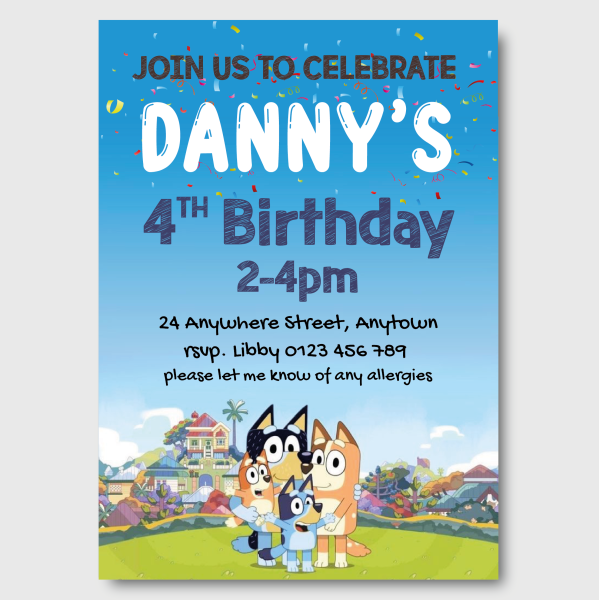 Printable Bluey Birthday Invitation